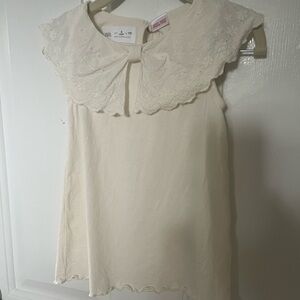 Zara Cream Kids Blouse with Lace Collar